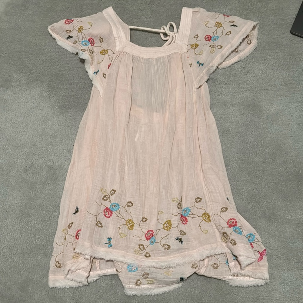 Anthropology pink embroidered cover up